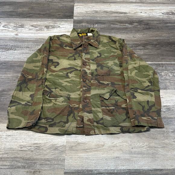 Vintage Kmart Camoflauge Mens Medium Button Down Shirt Jacket Cargo 70s 80s - Picture 1 of 7